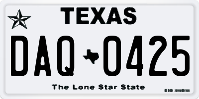 TX license plate DAQ0425