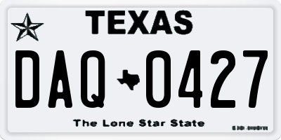 TX license plate DAQ0427