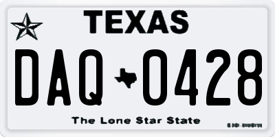TX license plate DAQ0428