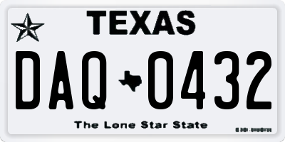 TX license plate DAQ0432