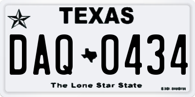 TX license plate DAQ0434