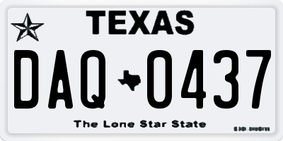 TX license plate DAQ0437