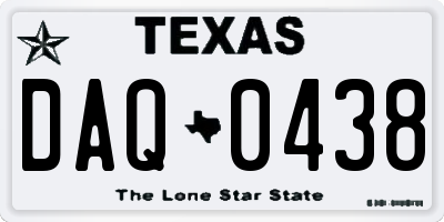 TX license plate DAQ0438
