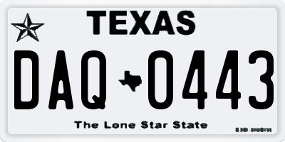 TX license plate DAQ0443