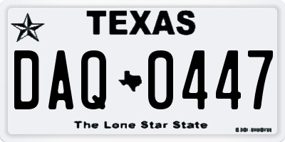 TX license plate DAQ0447