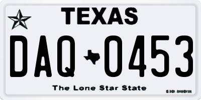 TX license plate DAQ0453