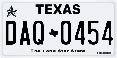 TX license plate DAQ0454