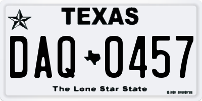 TX license plate DAQ0457