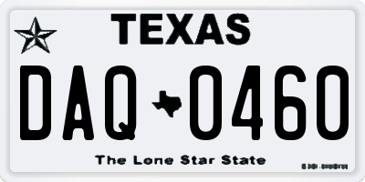 TX license plate DAQ0460