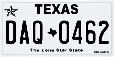 TX license plate DAQ0462