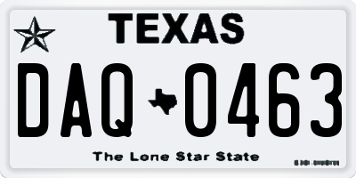 TX license plate DAQ0463