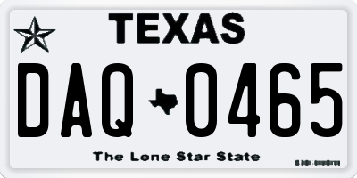 TX license plate DAQ0465