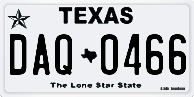 TX license plate DAQ0466