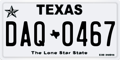 TX license plate DAQ0467
