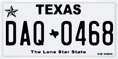 TX license plate DAQ0468