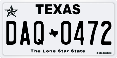 TX license plate DAQ0472