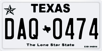 TX license plate DAQ0474
