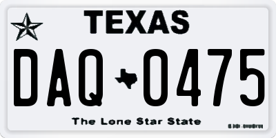 TX license plate DAQ0475