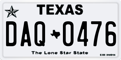 TX license plate DAQ0476