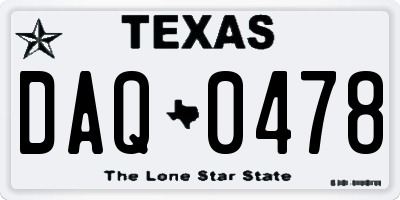 TX license plate DAQ0478
