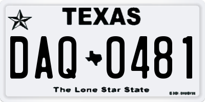TX license plate DAQ0481