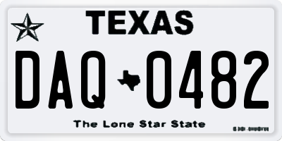 TX license plate DAQ0482