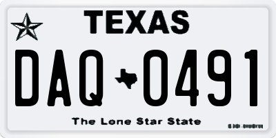 TX license plate DAQ0491