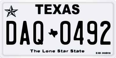 TX license plate DAQ0492