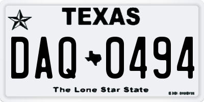 TX license plate DAQ0494