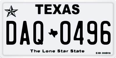 TX license plate DAQ0496