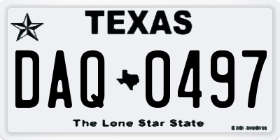 TX license plate DAQ0497