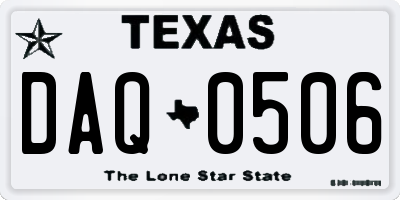 TX license plate DAQ0506