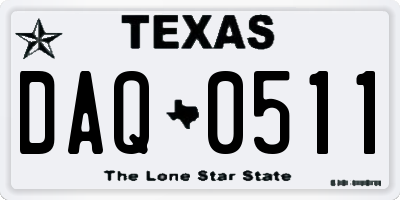 TX license plate DAQ0511