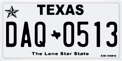 TX license plate DAQ0513