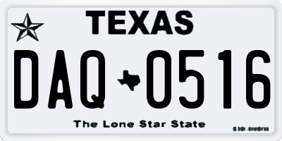 TX license plate DAQ0516