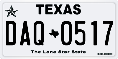TX license plate DAQ0517