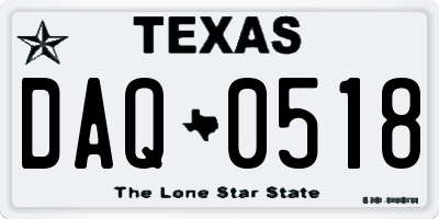TX license plate DAQ0518