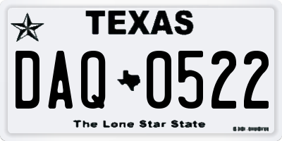 TX license plate DAQ0522