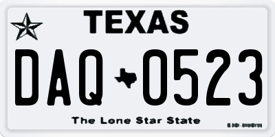 TX license plate DAQ0523