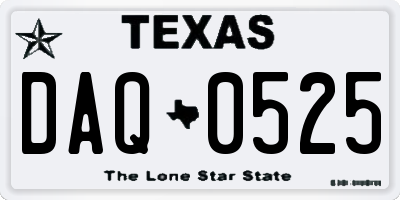 TX license plate DAQ0525