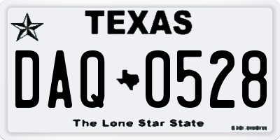 TX license plate DAQ0528