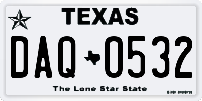 TX license plate DAQ0532