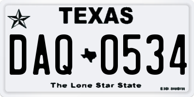 TX license plate DAQ0534