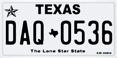 TX license plate DAQ0536
