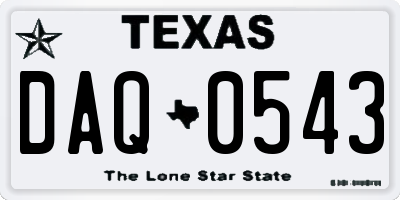 TX license plate DAQ0543