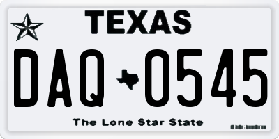 TX license plate DAQ0545