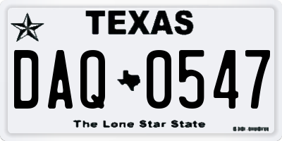 TX license plate DAQ0547