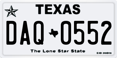 TX license plate DAQ0552