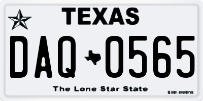 TX license plate DAQ0565