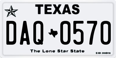 TX license plate DAQ0570